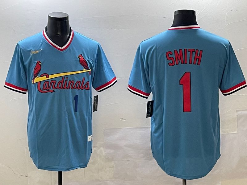 Men St.Louis Cardinals #1 Smith Blue Throwback 2025 Nike MLB Jersey style 4